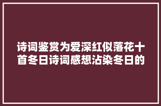 诗词鉴赏为爱深红似落花十首冬日诗词感想沾染冬日的美好