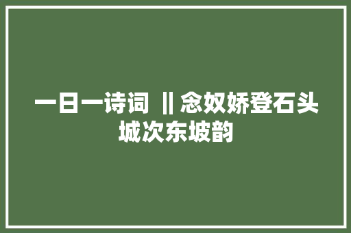 一日一诗词 ‖念奴娇登石头城次东坡韵