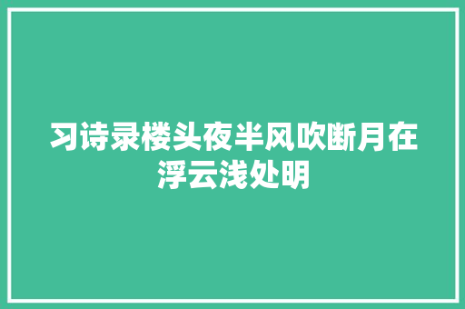 习诗录楼头夜半风吹断月在浮云浅处明