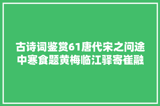 古诗词鉴赏61唐代宋之问途中寒食题黄梅临江驿寄崔融