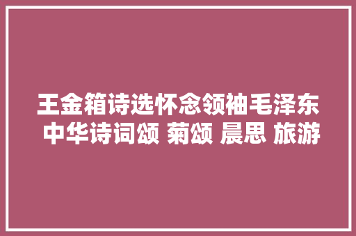 王金箱诗选怀念领袖毛泽东 中华诗词颂 菊颂 晨思 旅游 励志篇