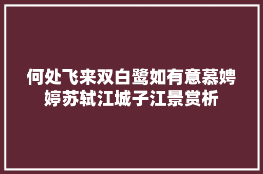 何处飞来双白鹭如有意慕娉婷苏轼江城子江景赏析