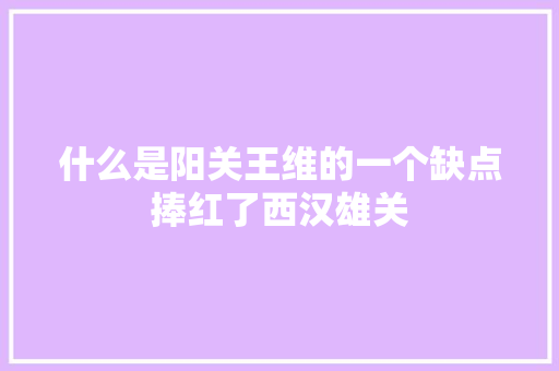 什么是阳关王维的一个缺点捧红了西汉雄关