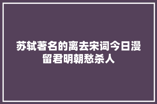 苏轼著名的离去宋词今日漫留君明朝愁杀人