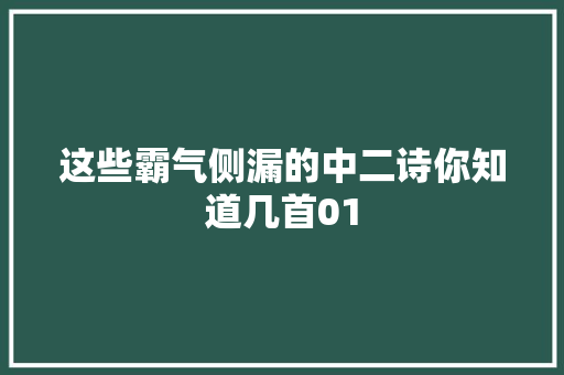 这些霸气侧漏的中二诗你知道几首01