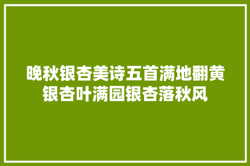 晚秋银杏美诗五首满地翻黄银杏叶满园银杏落秋风