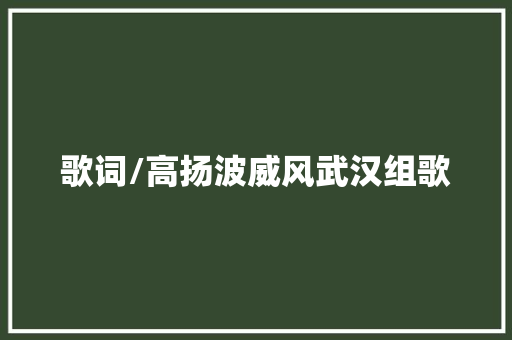 歌词/高扬波威风武汉组歌