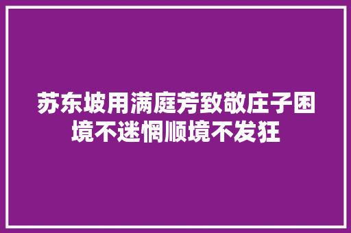 苏东坡用满庭芳致敬庄子困境不迷惘顺境不发狂