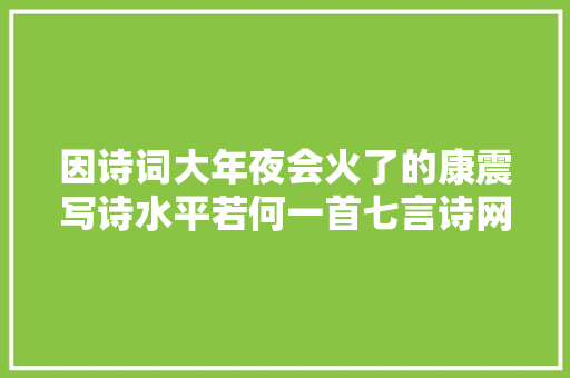 因诗词大年夜会火了的康震写诗水平若何一首七言诗网友褒贬不一