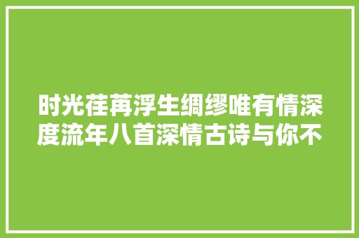 时光荏苒浮生绸缪唯有情深度流年八首深情古诗与你不见不散