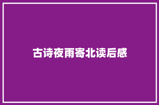 古诗夜雨寄北读后感