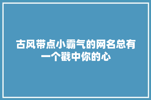 古风带点小霸气的网名总有一个戳中你的心