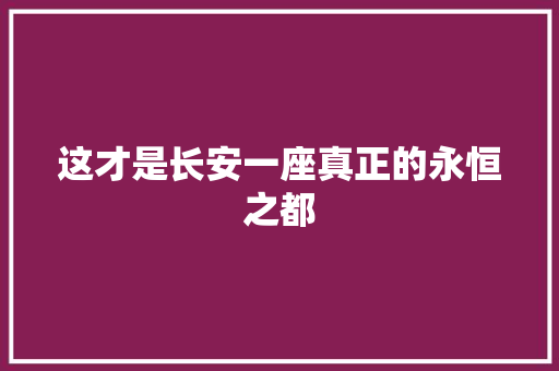 这才是长安一座真正的永恒之都
