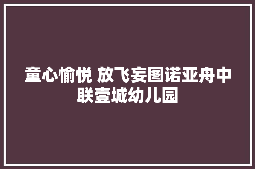 童心愉悦 放飞妄图诺亚舟中联壹城幼儿园