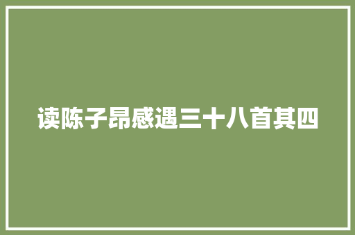 读陈子昂感遇三十八首其四