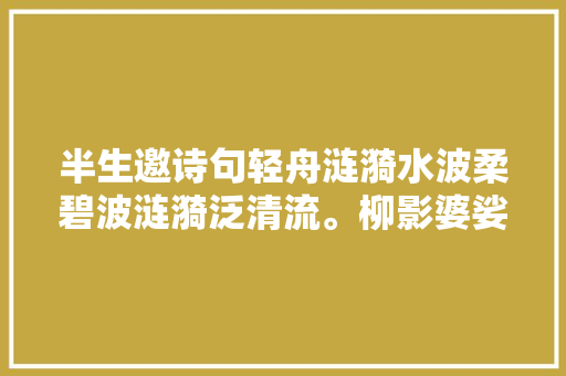 半生邀诗句轻舟涟漪水波柔碧波涟漪泛清流。柳影婆娑随风舞