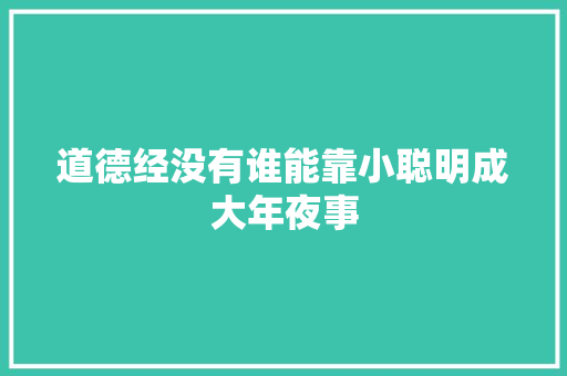 道德经没有谁能靠小聪明成大年夜事