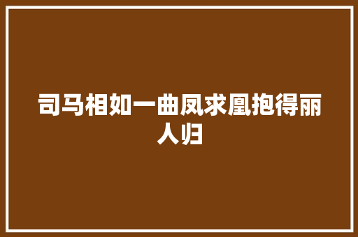 司马相如一曲凤求凰抱得丽人归
