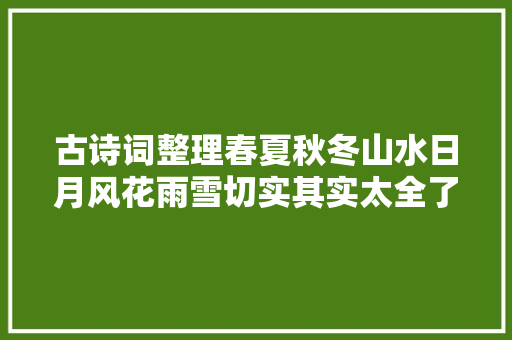 古诗词整理春夏秋冬山水日月风花雨雪切实其实太全了