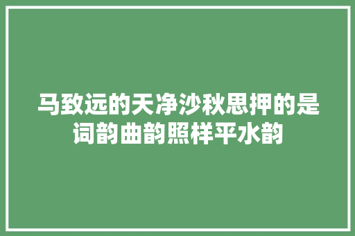 马致远的天净沙秋思押的是词韵曲韵照样平水韵