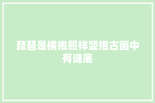 琵琶是横抱照样竖抱古画中有谜底