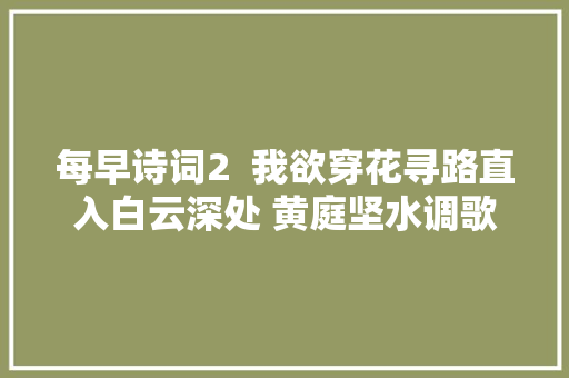 每早诗词2  我欲穿花寻路直入白云深处 黄庭坚水调歌头游览