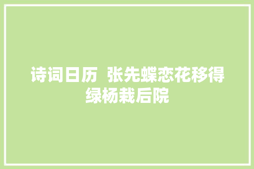 诗词日历  张先蝶恋花移得绿杨栽后院