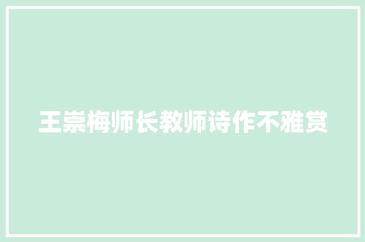 王崇梅师长教师诗作不雅赏
