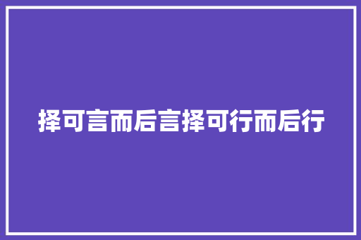 择可言而后言择可行而后行