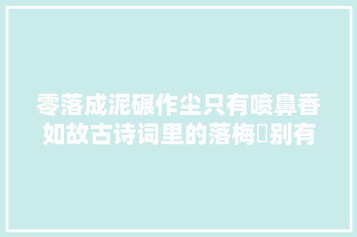 零落成泥碾作尘只有喷鼻香如故古诗词里的落梅​别有一番风味