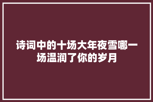 诗词中的十场大年夜雪哪一场温润了你的岁月