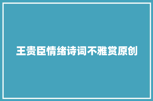王贵臣情绪诗词不雅赏原创