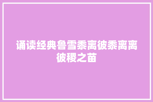 诵读经典鲁雪黍离彼黍离离彼稷之苗