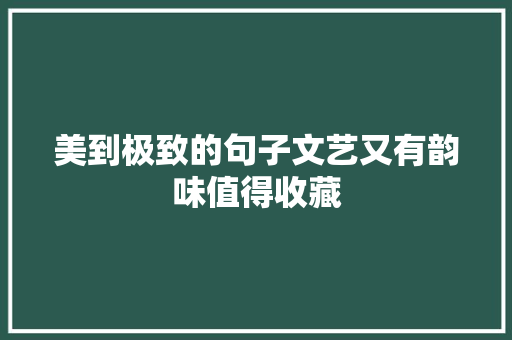 美到极致的句子文艺又有韵味值得收藏