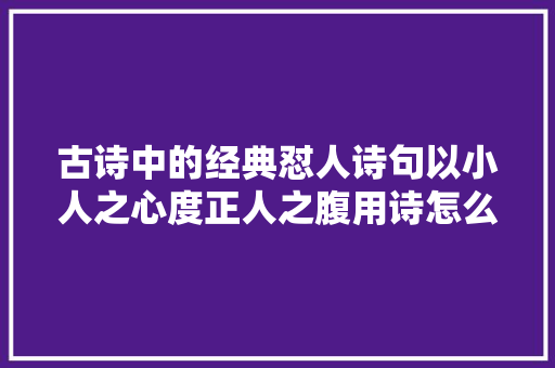 古诗中的经典怼人诗句以小人之心度正人之腹用诗怎么说
