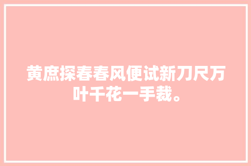 黄庶探春春风便试新刀尺万叶千花一手裁。