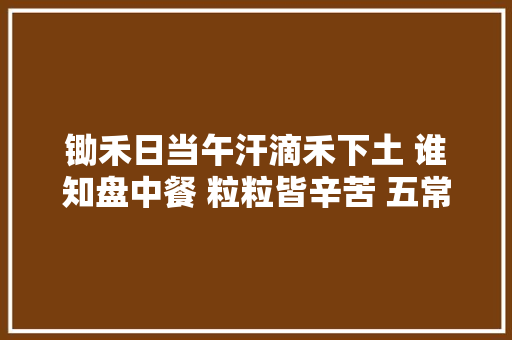 锄禾日当午汗滴禾下土 谁知盘中餐 粒粒皆辛苦 五常稻花喷鼻香