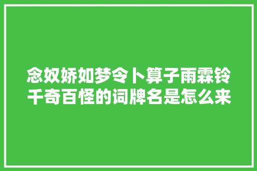 念奴娇如梦令卜算子雨霖铃千奇百怪的词牌名是怎么来的