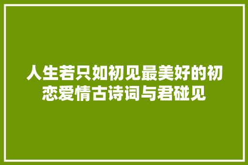 人生若只如初见最美好的初恋爱情古诗词与君碰见