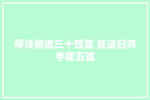 琴诗精选三十四首 目送归鸿手挥五弦
