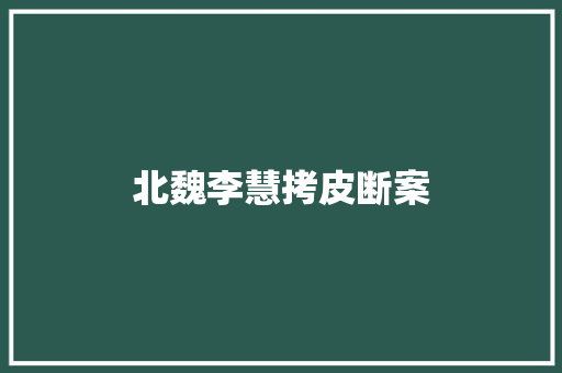 北魏李慧拷皮断案