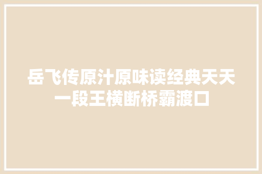 岳飞传原汁原味读经典天天一段王横断桥霸渡口 岳飞传原汁原味读经典天天一段王横断桥霸渡口