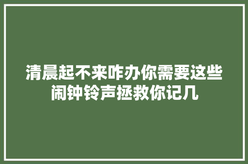 清晨起不来咋办你需要这些闹钟铃声拯救你记几