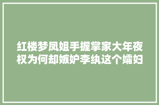 红楼梦凤姐手握掌家大年夜权为何却嫉妒李纨这个孀妇