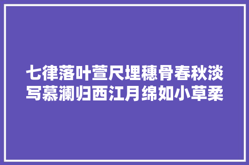 七律落叶萱尺埋穗骨春秋淡写慕澜归西江月绵如小草柔纲文化