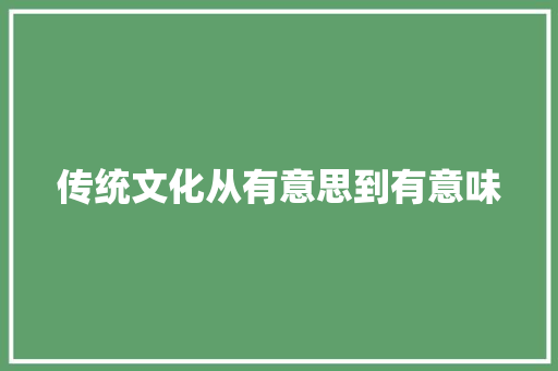 传统文化从有意思到有意味