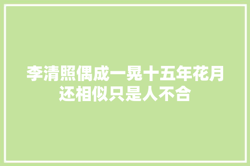 李清照偶成一晃十五年花月还相似只是人不合