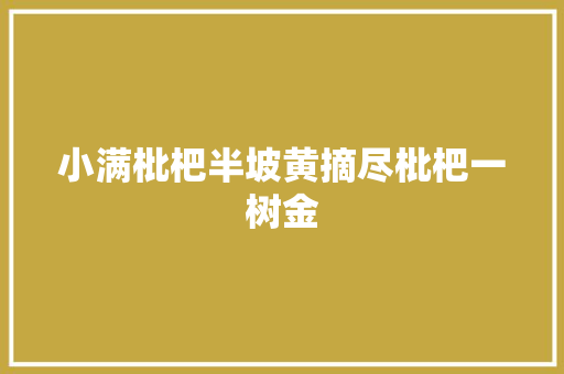 小满枇杷半坡黄摘尽枇杷一树金