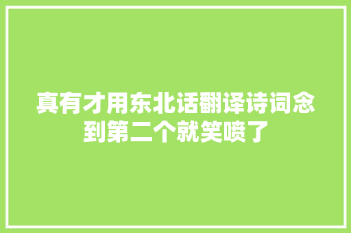 真有才用东北话翻译诗词念到第二个就笑喷了