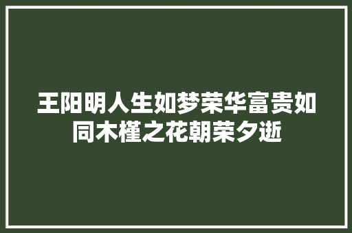 王阳明人生如梦荣华富贵如同木槿之花朝荣夕逝